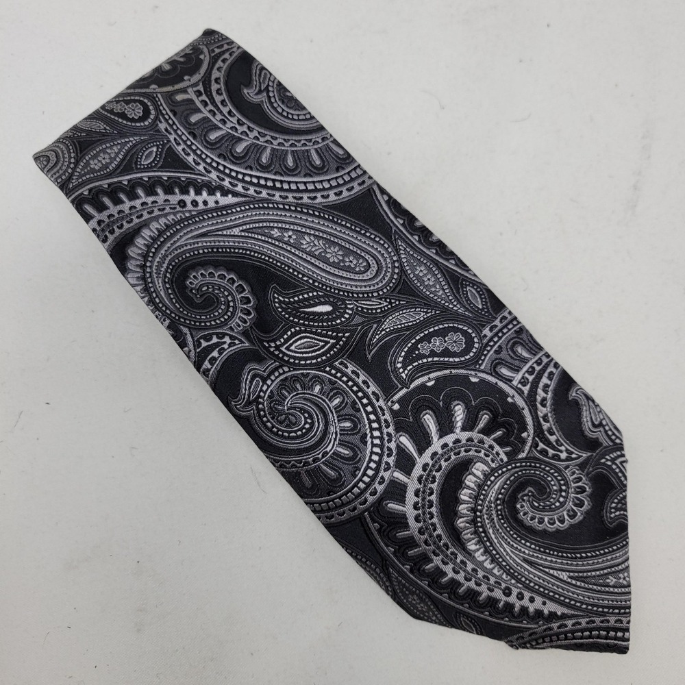 Donald J. Trump Tie Mens One Size Black Silk Paisley Signature Collection Dress